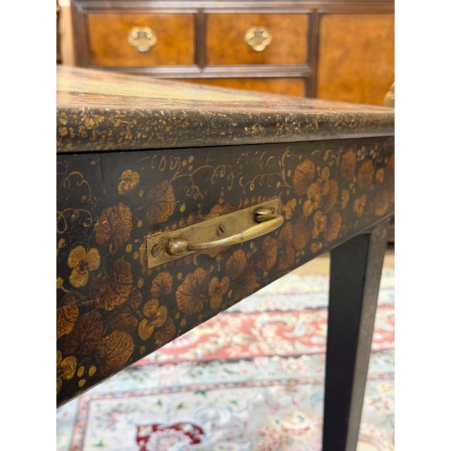Antique 19th Century French Chinoiserie Hand-Painted Black and Gilt Ladies Writing Desk For Sale - Image 10 of 12