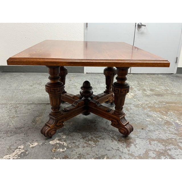 Hand Carved Wood Base + Wood Top, Antique For Sale - Image 4 of 12