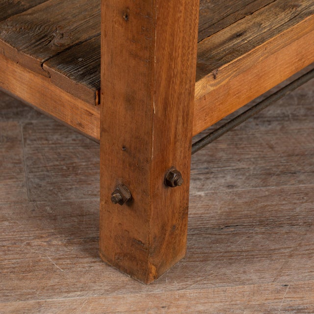 Early 20th-Century Rustic Pine Work Table or Kitchen Island For Sale - Image 12 of 13