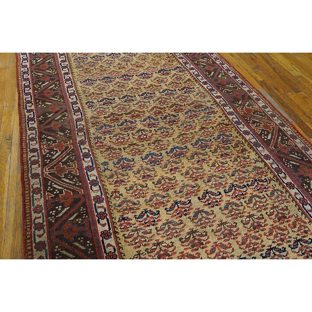 1880s Soft Yellow Floral Hand Knotted Antique Persian Bijar Rug 4'6" X 8'10" Wool Carpet For Sale - Image 4 of 6