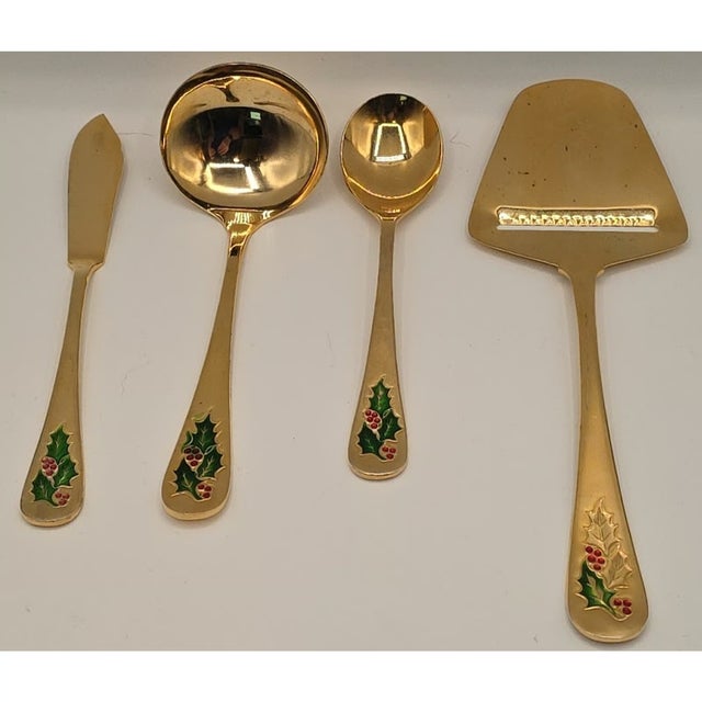 VTG Hollyberry 4 Piece Serving Set Gold Tone JCPenney No. 1006 For Sale - Image 11 of 12