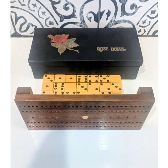 1960s Couroc of Monterey California Rare Rose Bowl Dominos Set For Sale - Image 5 of 7