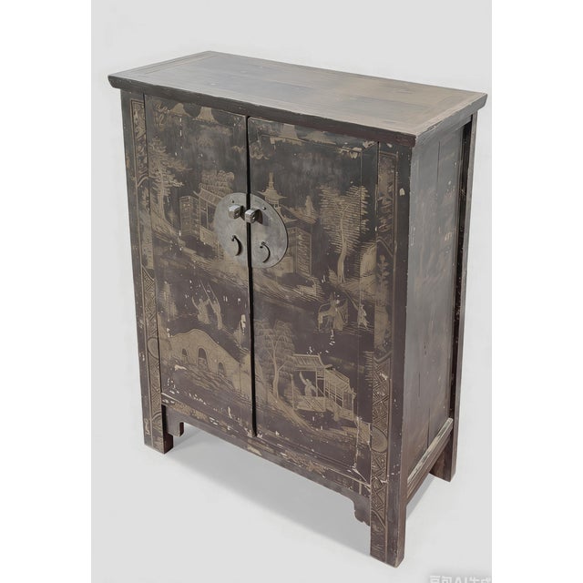 Chinoiserie Chinese Chinoiserie-Style Landscape Cabinet For Sale - Image 3 of 6