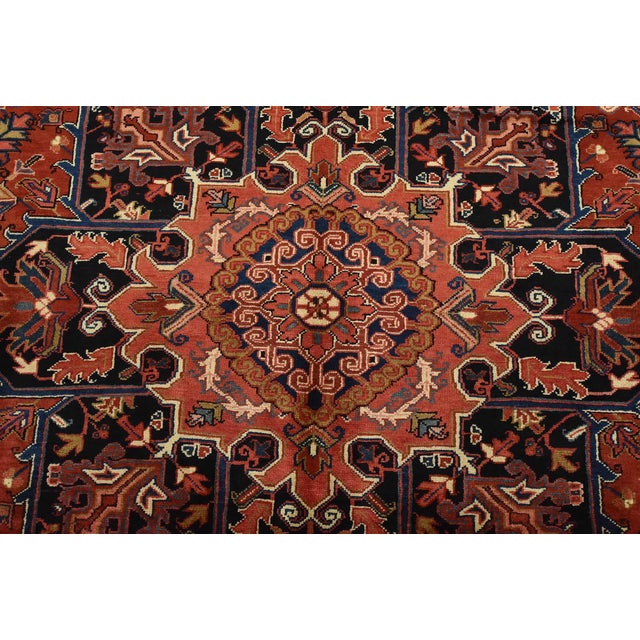Heriz Rug 8’1” X 11’3” Red Wool Vintage Traditional Hand-Knotted Carpet For Sale In Philadelphia - Image 6 of 15