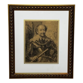 Old Master Portrait in Graphite: John Viii, Count of Nassau, Lord of Cattenell and Beilstein, in Armor — After Van Dyck C1800s For Sale