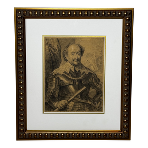 Old Master Portrait in Graphite: John Viii, Count of Nassau, Lord of Cattenell and Beilstein, in Armor — After Van Dyck C1800s