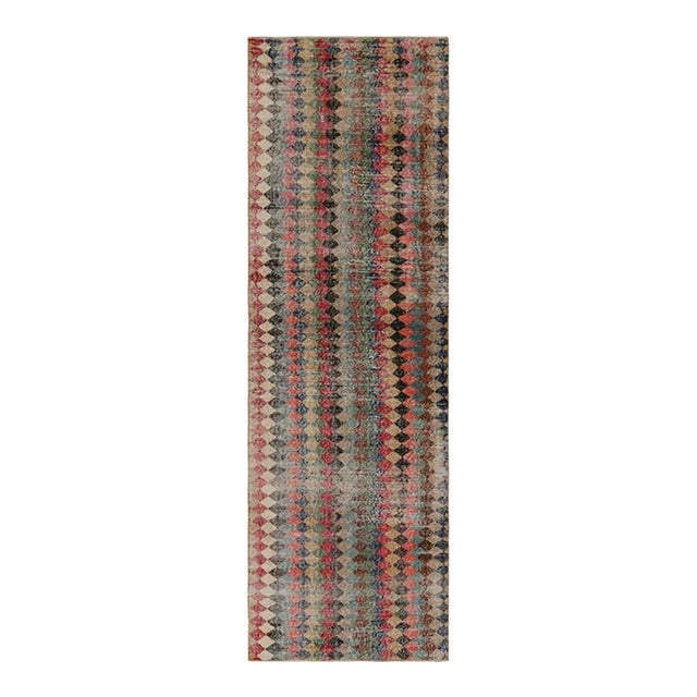 1960s Vintage Zeki Müren Runner in Polychromatic Geometric Pattern - by Rug & Kilim For Sale