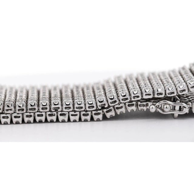 36 Carat Round Diamond 10k White Gold 8-Row Oversized Tennis Bracelet For Sale - Image 10 of 10