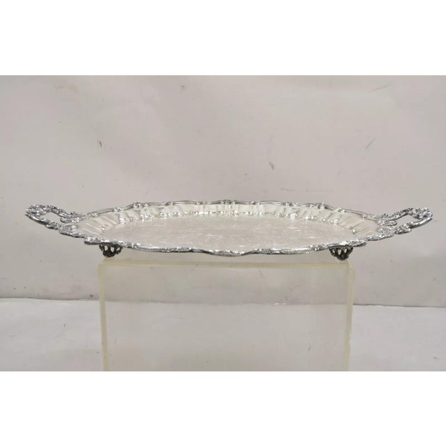 WNS Blackinton Chippendale 146 Silver Plated Oval Serving Platter Tray. Item features ornate twin handles, scalloped edge,...