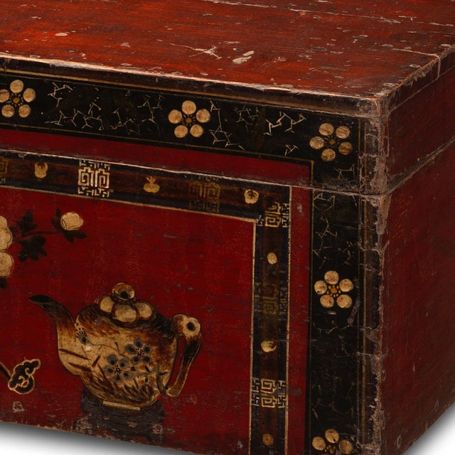 Red and Black Painted Storage Box, 1890s For Sale - Image 5 of 8