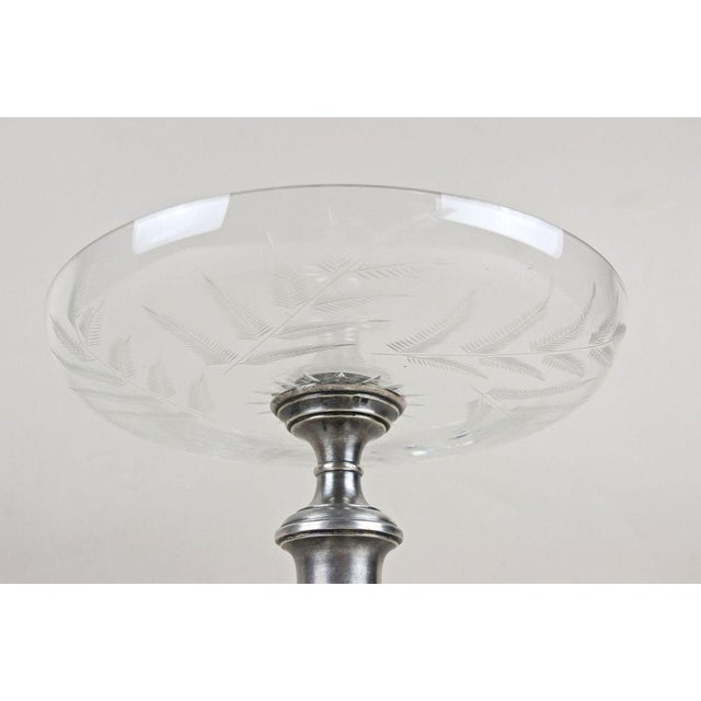 Silver Centerpiece with Engraved Glass Bowl, Austria, 1895 For Sale - Image 10 of 15