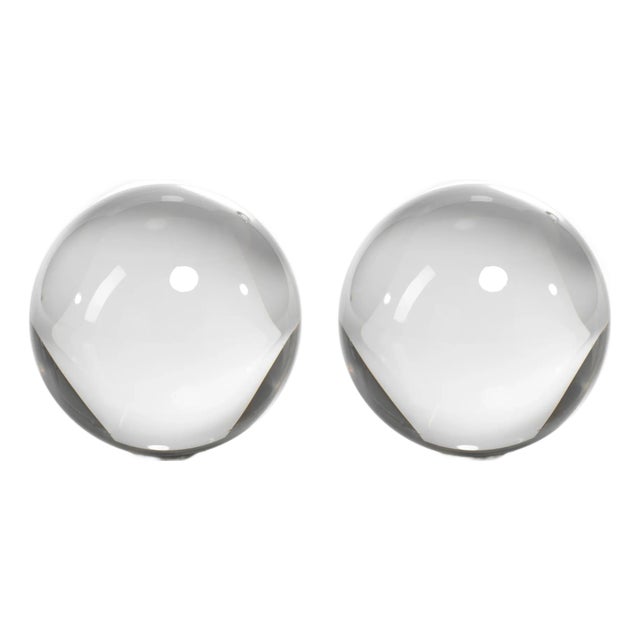 4.5-Inch Diameter Jacy Crystal Glass Balls, Set of 2 For Sale