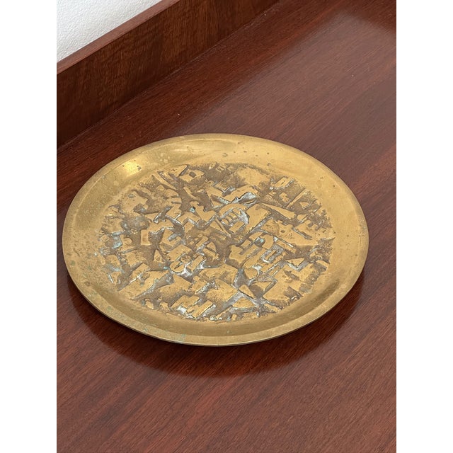 Cast Bronze Plate with Abstract Relief Decorations, 1960s For Sale - Image 4 of 8