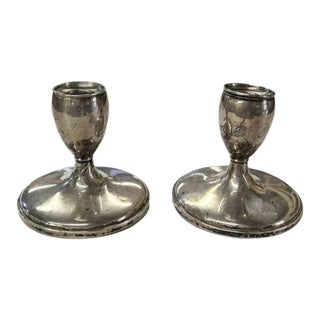 Mid Century Fisher Sterling Candlestick Holders, Signed and Stamped For Sale