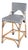 Creanly 25.25 in. Seat Height Rattan Counter Stool with Back and Footrest, White/Navy Dot / Natural Rattan Frame For Sale