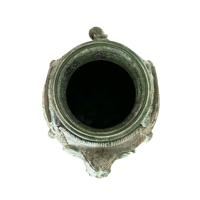 Vintage Asian Pottery Elephant Vase / Pot / Vessel in a Matte Green Glaze For Sale In Dallas - Image 6 of 7