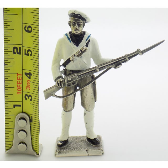 Vintage Italian Genuine Silver 1911 Royal Navy Sailor Combat Rare Figurine Made in Milan For Sale - Image 13 of 13