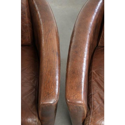 Brown Cowhide Aviator Armchairs in Warm Brown Color, Set of 2 For Sale - Image 8 of 14
