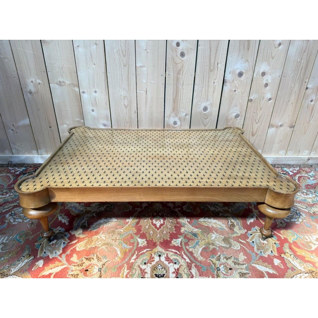English Victorian Coffee Table with Brass Toupie Legs and Star-Patterned Top, 1980s For Sale - Image 9 of 9