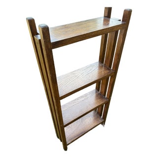 1900-1909 Mission Craftsman Small Oak Shelf Bookcase For Sale