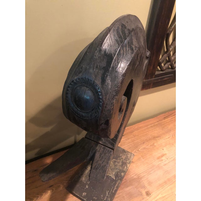 Black Mounted Boat Prow Mid-Century. Architectural Art Element on Stand For Sale - Image 8 of 10