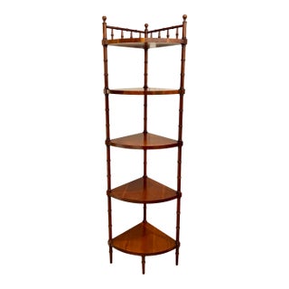English Traditional Faux Bamboo Five-Tier Corner Étagère For Sale