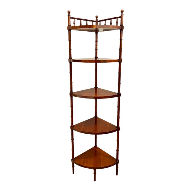 English Traditional Faux Bamboo Five-Tier Corner Étagère For Sale