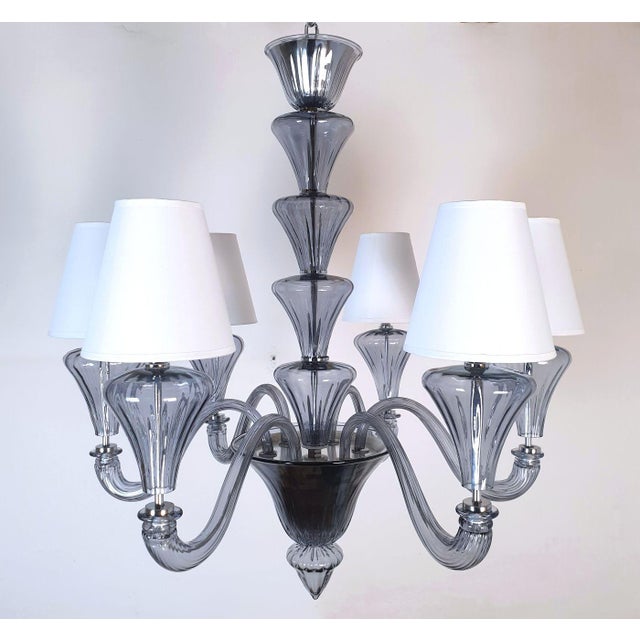 1990s 1990s Blue-Gray Murano Glass Mid Century Modern Chandelier For Sale - Image 5 of 12