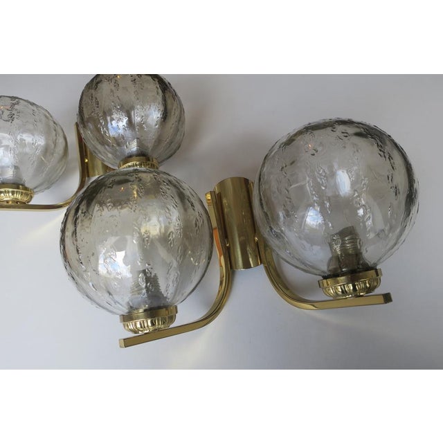 Metal Brass & Glass Double Wall Lights, 1970s, Set of 2 For Sale - Image 7 of 14
