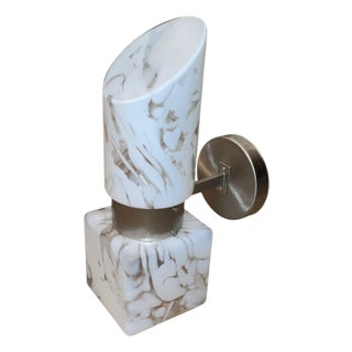 1970's Murano Art Glass Single Wall Sconce in White Mottled Glass For Sale