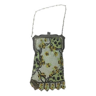 Whiting & Davis Mesh Purse Silver-Tone Engraved Frame - Art Deco Flapper Era For Sale