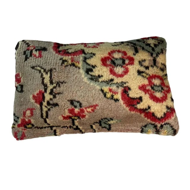1960s Large Vintage Turkish Handmade Rug Cushion Cover For Sale - Image 5 of 11