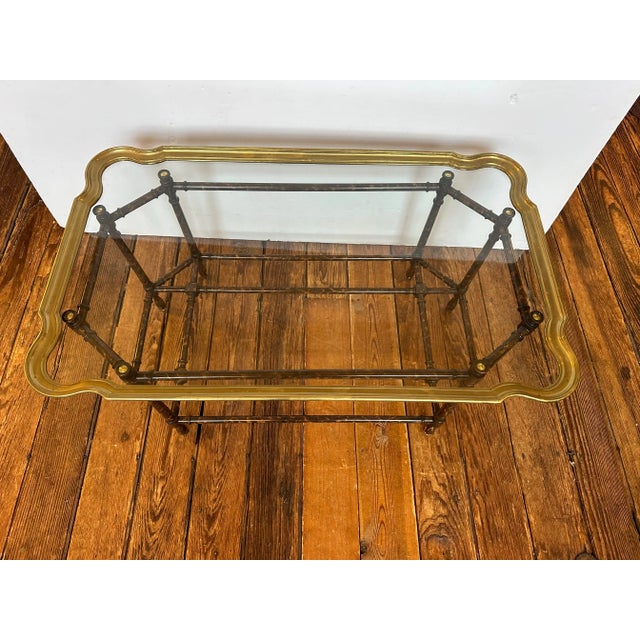 Classic Faux Bamboo Brass & Glass Tray Top Coffee Table For Sale In Philadelphia - Image 6 of 12