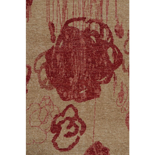 2010s Rug & Kilim’s Modern Abstract Art Rug in Beige-Brown With Red Floral Patterns For Sale - Image 5 of 7