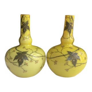 Antique European Cased Glass Vases- a Pair For Sale