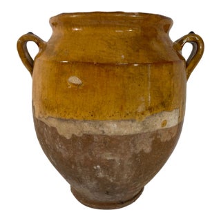 1890s Antique French Drip Glazed Confit Pot Jar For Sale