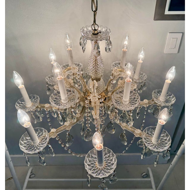 Glass Traditional Maria Theresia Style Crystal Chandelier - 12 Lights For Sale - Image 7 of 9