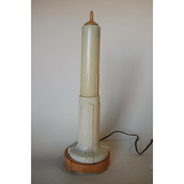 Art Deco Art Deco Celluloid Empire State Building Shaped Florescent Table Lamp For Sale - Image 3 of 5