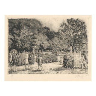 Raphaël Drouart, Luxembourg Gardens, 1920s, Etching For Sale