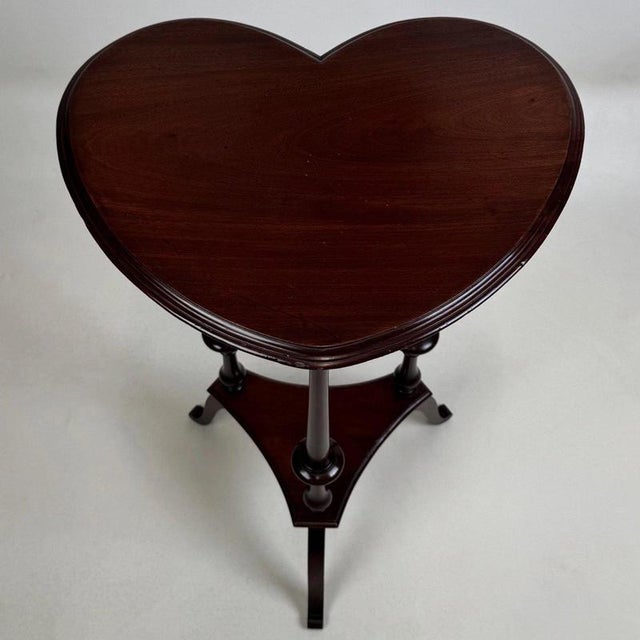 2000 - 2009 Antique Early 20th Century Mahogany Heart-Shaped Occasional Table For Sale - Image 5 of 6