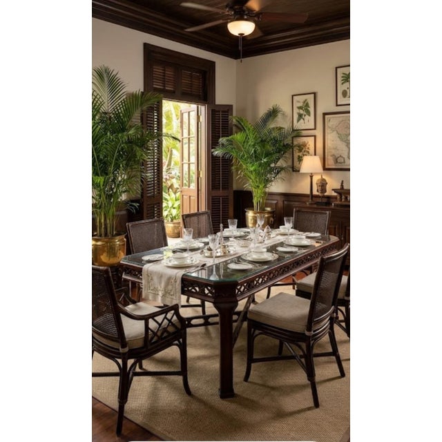 Vintage Chinese Chippendale Fretwork Mahogany Stained Regency Dining Table Base For Sale - Image 10 of 10