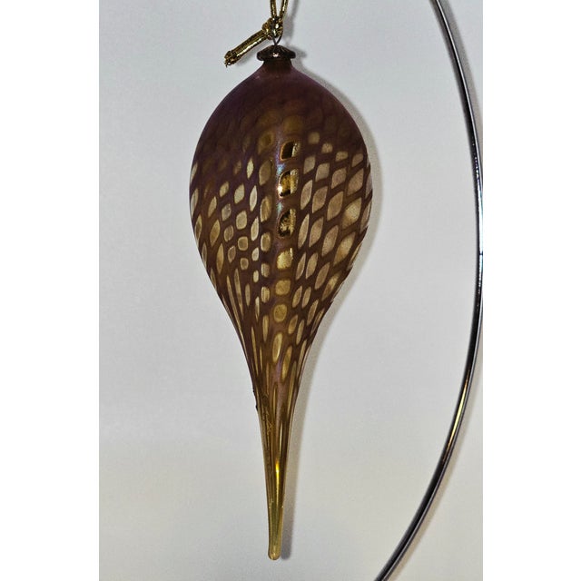 American Early 20th Century Signed Zweifel Art Glass Iridescent Teardrop Ornament For Sale - Image 3 of 12