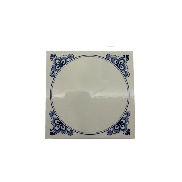 Mid 20th Century Royal Mosa Holland Blue and White Decorative Tile Trivet - Set of 4 For Sale In Indianapolis - Image 6 of 13