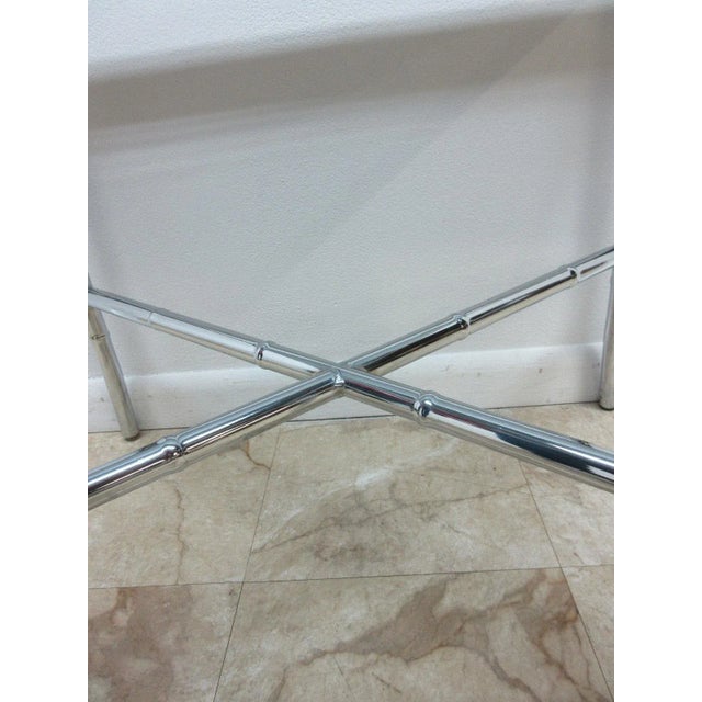 Chrome French Regency Chrome Faux Bamboo Side Table For Sale - Image 8 of 12