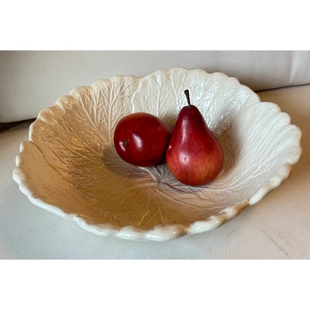 Vintage Trompe-l'Oeil White Cabbage Leaf Bowl by California Pottery For Sale - Image 11 of 11