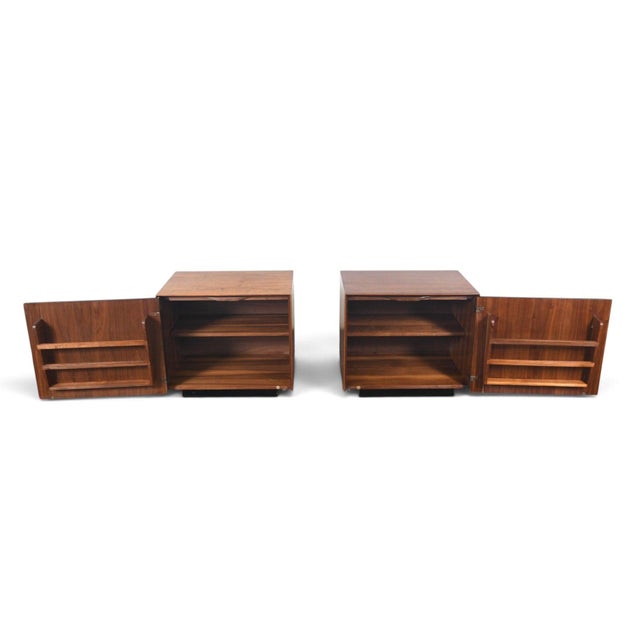 Mid-Century Modern Mid 20th Century Pair of John Kapel Nightstands in Walnut, Attributed For Sale - Image 3 of 8