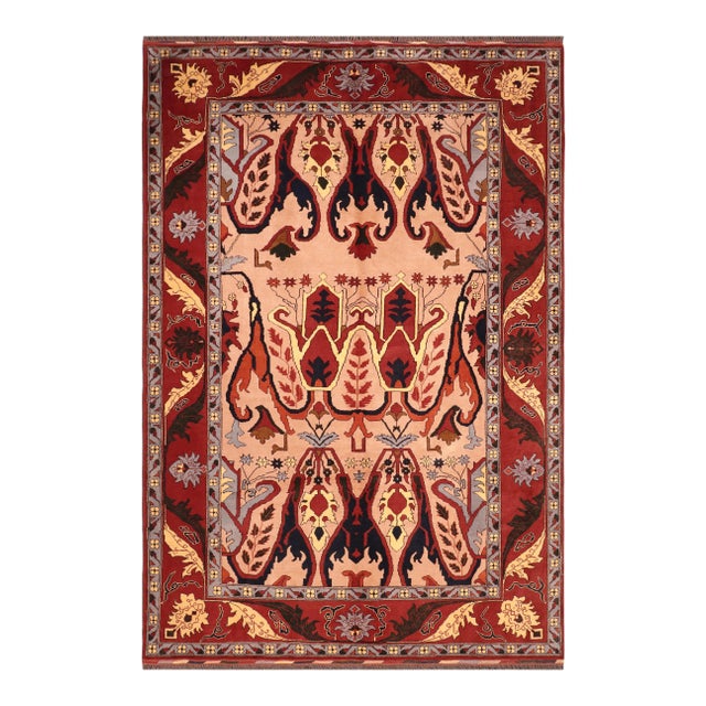 1980s 1980s Vintage Rustic Kargahi Tan/Rust Hand Knotted Rug For Sale