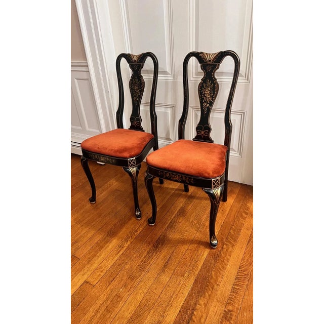 1960s Grand Ledge Chair Company Attributed Queen Anne Style Chinoiserie
