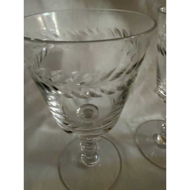 Traditional Vintage 1960 Decanter Set With Two 1960 Etched Wine Goblets For Sale - Image 3 of 8