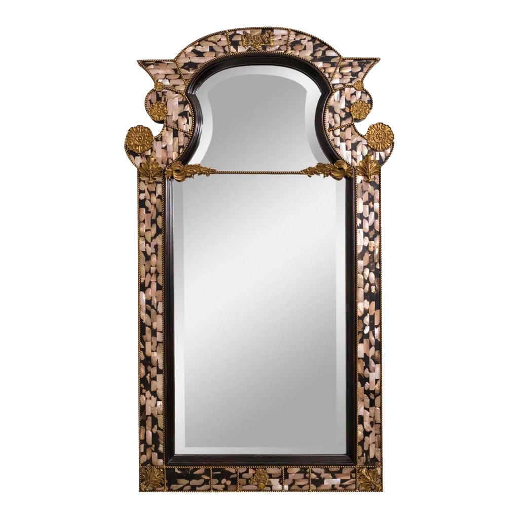 Maitland Smith Large Tessellated Stone Wall Mirror | Chairish